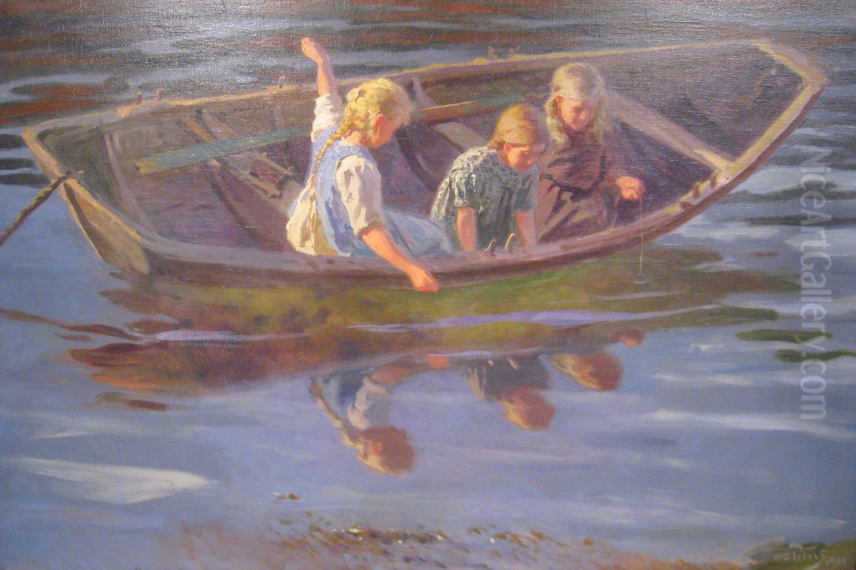 Krabbefiskere Oil Painting by Wilhelm Peters