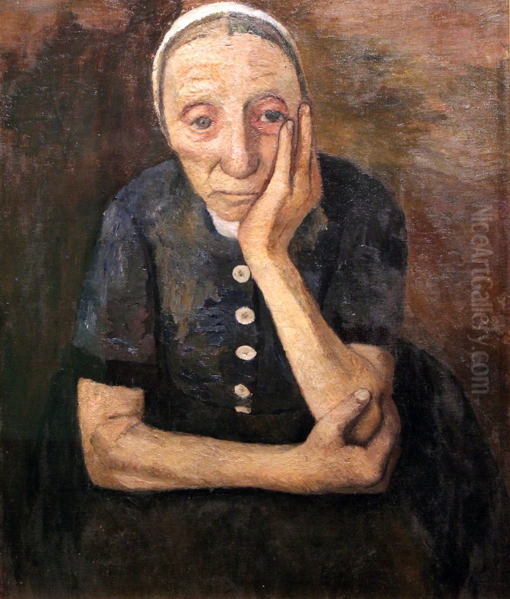 Old Peasant Woman Oil Painting by Paula Modersohn-Becker