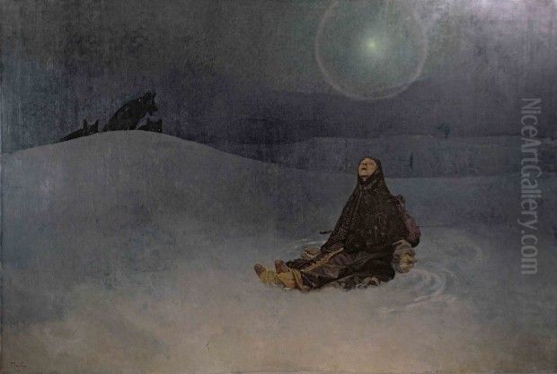 Woman in the Wilderness Oil Painting by Alphonse Mucha