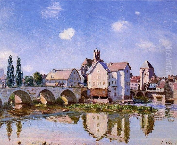 Le Pont de Moret au Soleil Oil Painting by Alfred Sisley