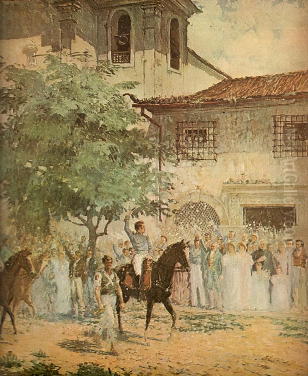 Entrada do Exercito Libertador Oil Painting by Prisciliano Silva