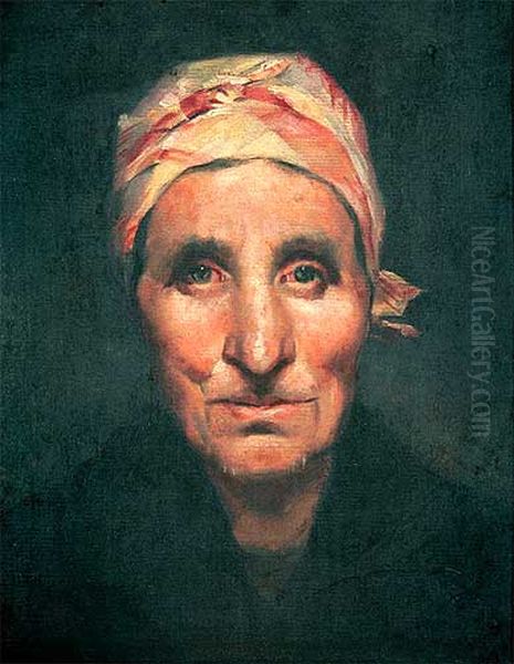 Head of an old woman Oil Painting by Jose Julio de Sousa Pinto