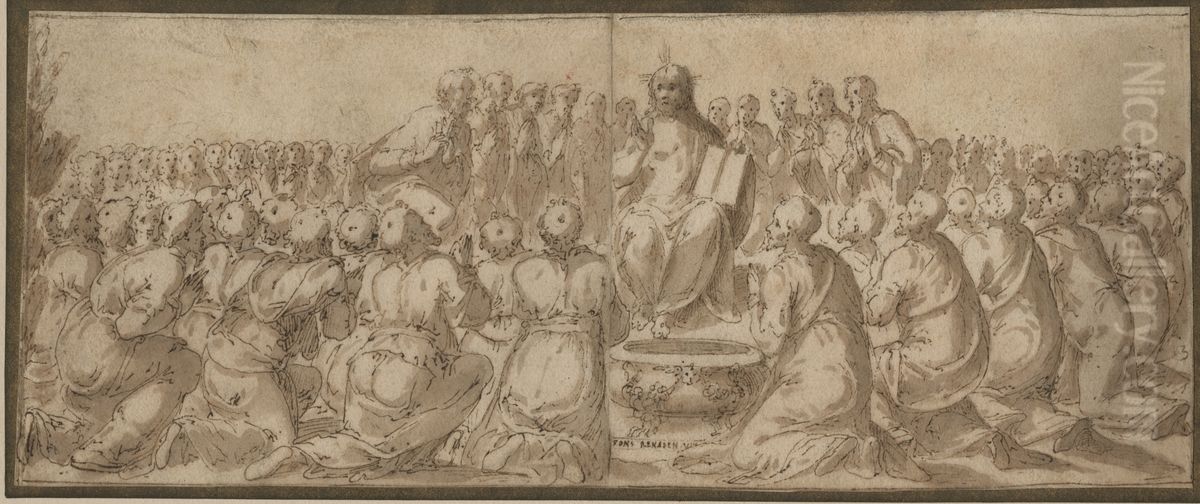 Christ Preaching. Oil Painting by Giovanni Guerra