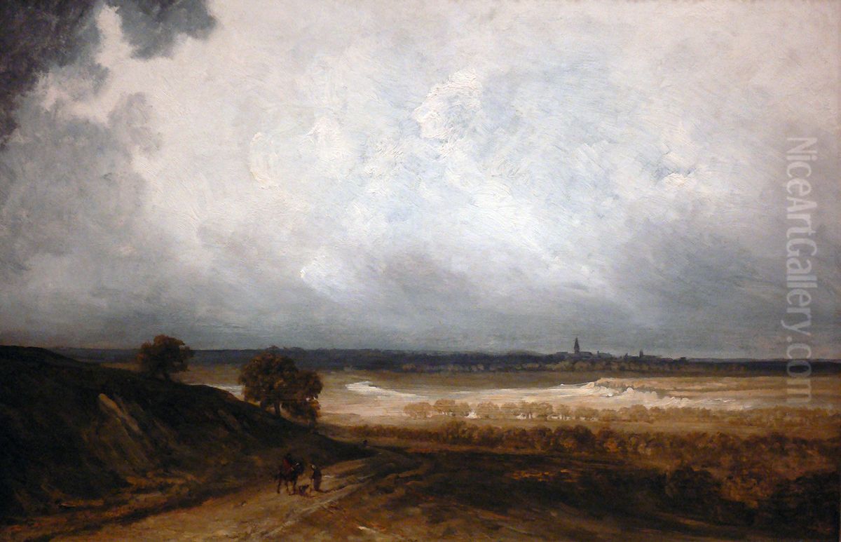 Landscape with Figures. Oil Painting by Georges Michel