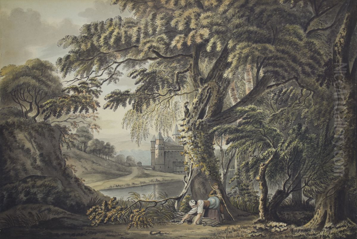 Peasants in a Landscape. Oil Painting by Peter Le Cave