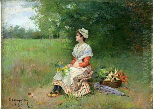 The Vegetable Vendor. Oil Painting by Cecile Delphine Gaudez