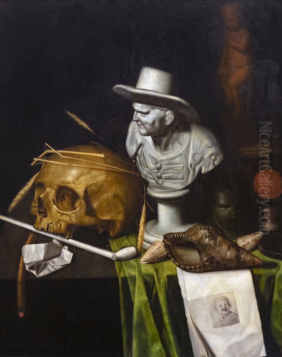'Vanitas with a bustFrancais:Vanite au busteItaliano:Vanita al busto Oil Painting by Joannes de Cordua