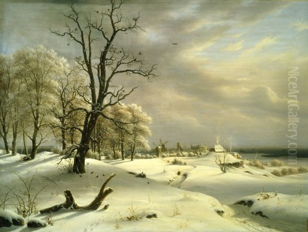 Helsingor mod Kronborg, vinter Oil Painting by Thomas Fearnley