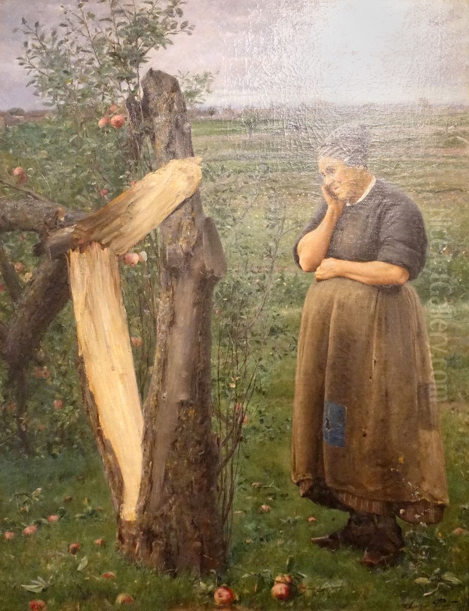 Cloven Apple Tree Oil Painting by Jose Julio de Sousa Pinto