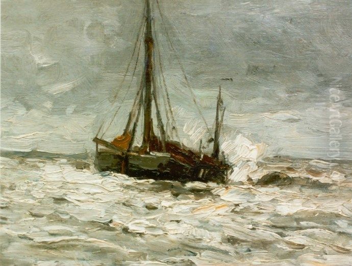 Botter op volle zee Oil Painting by Gerhard Morgenstjerne Munthe