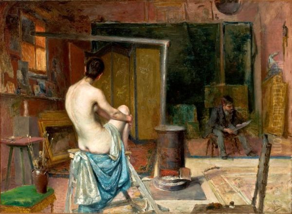The Artist's Atelier Oil Painting by Jose Malhoa