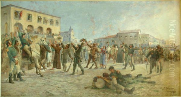 O Primeiro Passo para a Independencia da Bahia Oil Painting by Antonio Parreiras