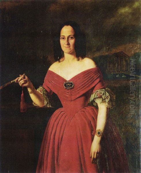 Retrato de Mariana Carlota Lodi Oil Painting by Auguste Roquemont