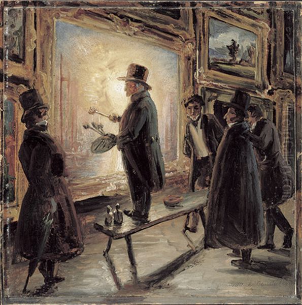 (Joseph Mallord William) Turner varnishing Oil Painting by Thomas Fearnley