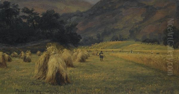 Haystacks, Rydal, Cumbria Oil Painting by Thomas Fearnley