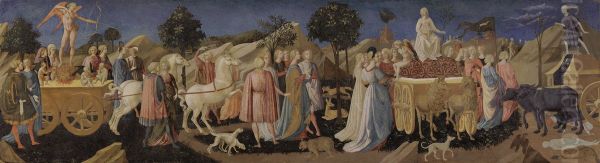 The Triumphs of Love, Chastity and Death Oil Painting by Francesco Pesellino