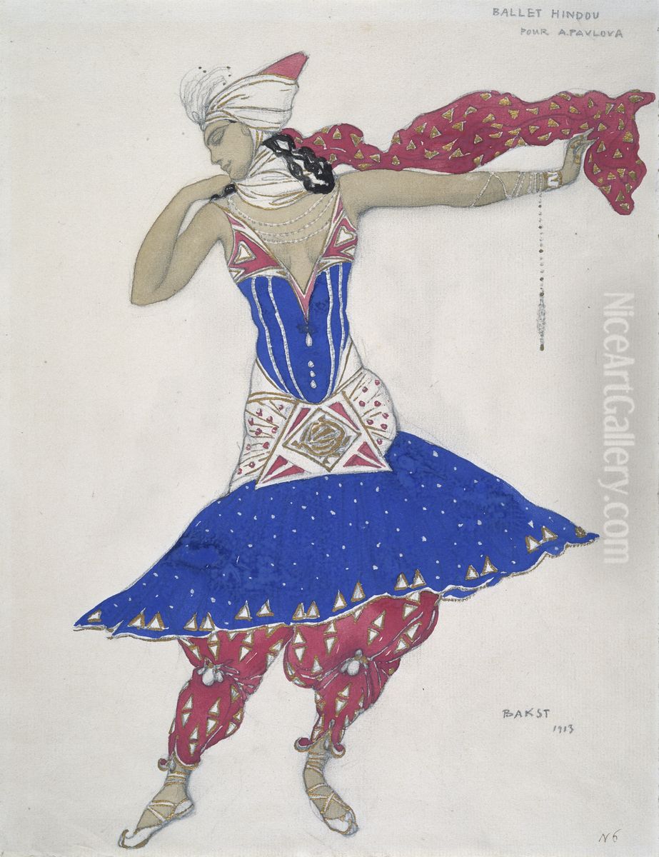 Anna Pavlova in the Ballet 'Oriental Fantasy' Oil Painting by Leon Bakst