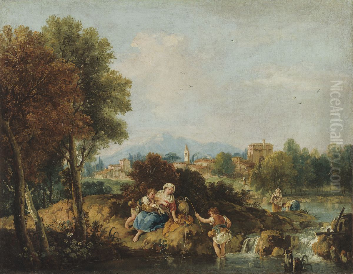 By the Stream Oil Painting by Giuseppe Zais