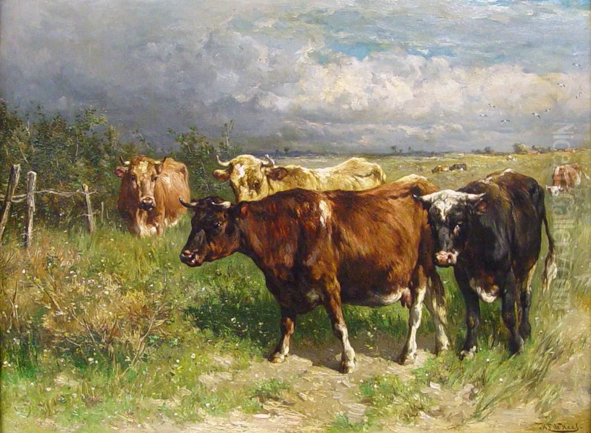 Cattle in Pasture Oil Painting by Johannes-Hubertus-Leonardus de Haas Cattle in Pasture Oil Painting by Johannes-Hubertus-Leonardus de Haas
