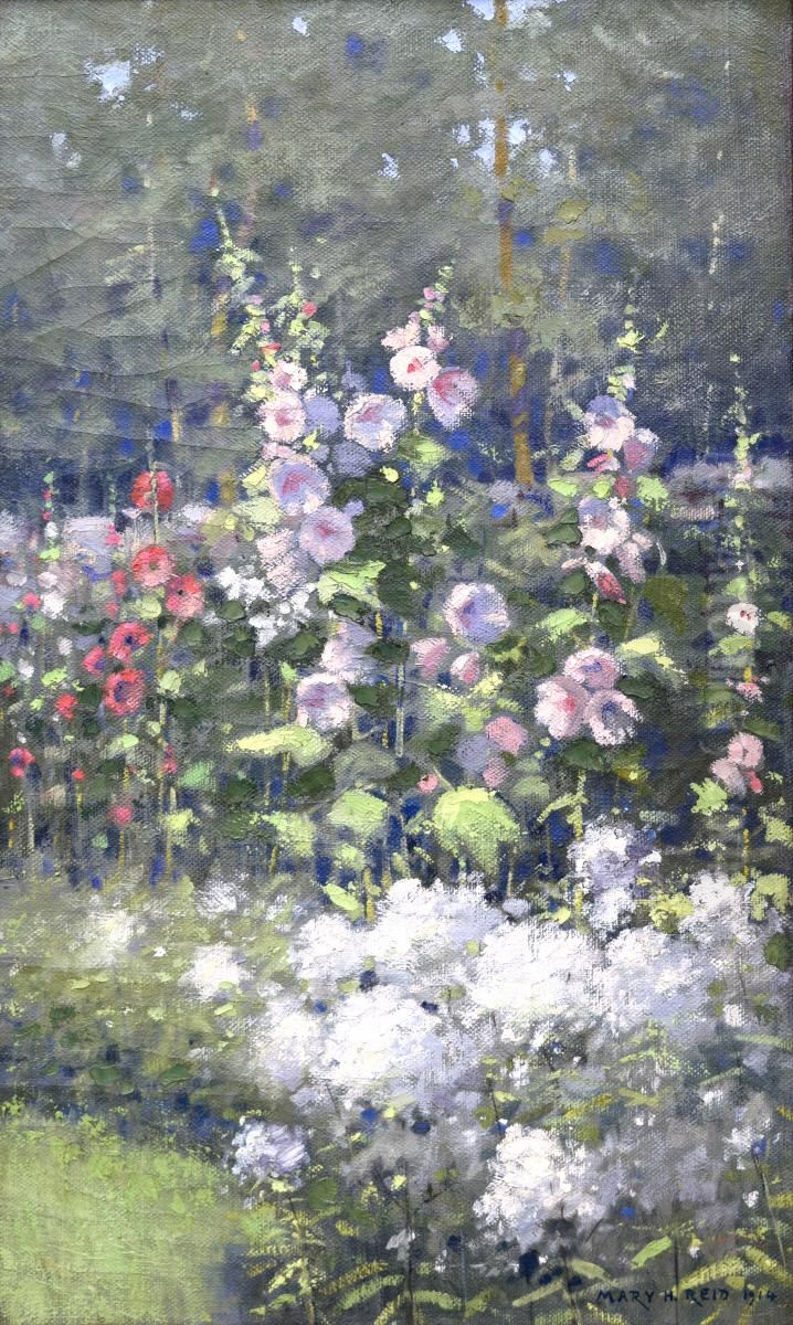 Hollyhocks Oil Painting by Mary Hiester Reid