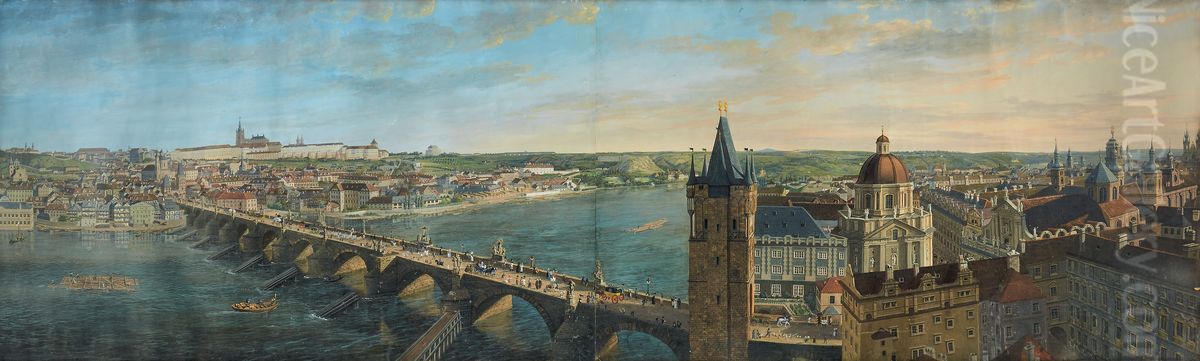 Panorama of Prague Oil Painting by Christian Ezdorf