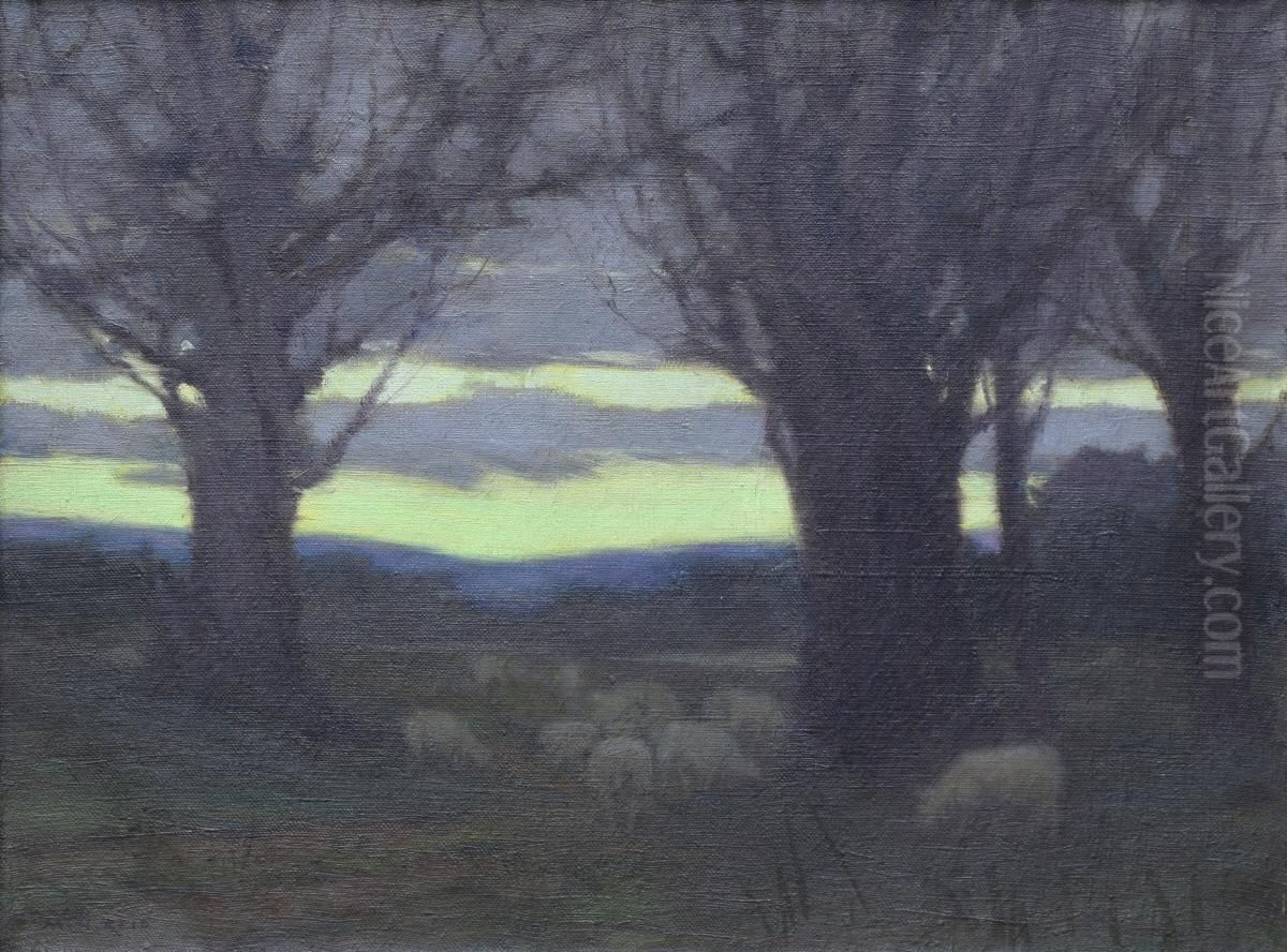 Landscape with Sheep Oil Painting by Mary Hiester Reid