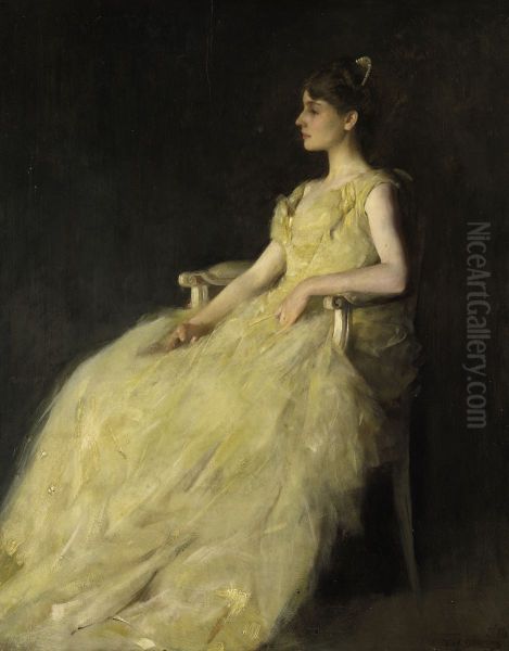 Lady in Yellow Oil Painting by Thomas Dewing