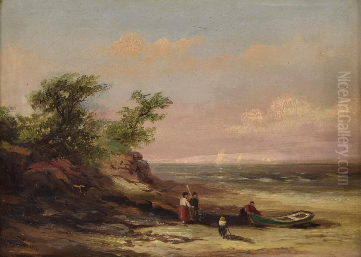 On The Shore Oil Painting by Xanthus Russell Smith