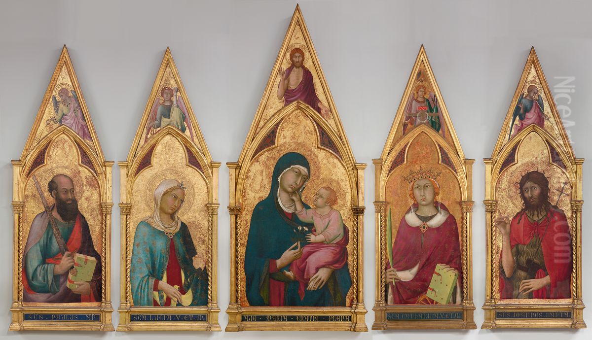 Virgin and Child with Saints Oil Painting by Simone Martini