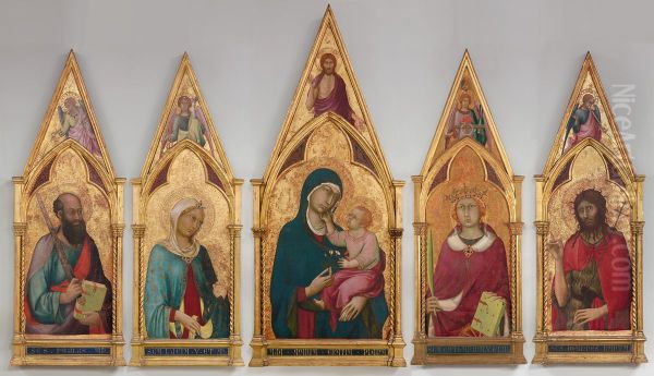 Virgin and Child with Saints Oil Painting by Simone Martini
