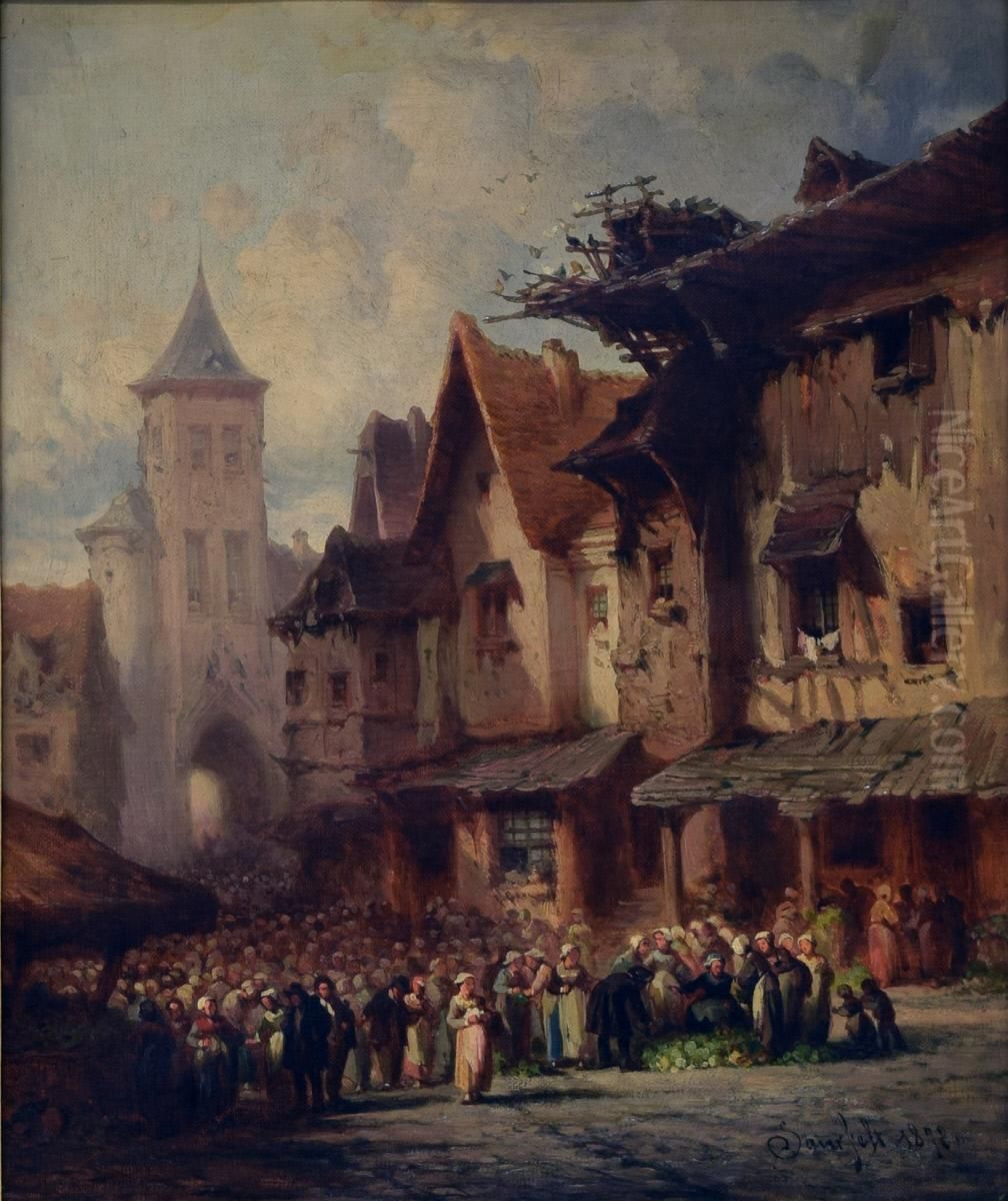 German Village Oil Painting by Leonard Saurfelt
