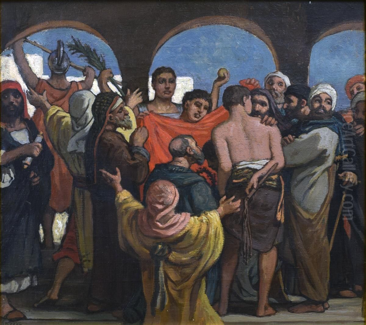 Color Sketch for Crown of Thorns Oil Painting by Elihu Vedder