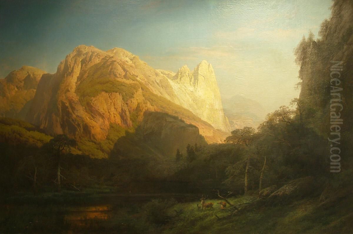 El Capitan, Yosemite (Sentinel Rock) Oil Painting by Hermann Ottomar Herzog El Capitan, Yosemite (Sentinel Rock) Oil Painting by Hermann Ottomar Herzog