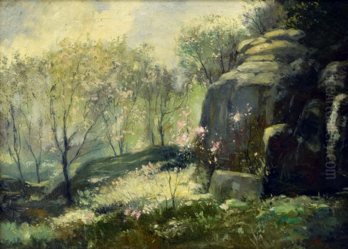 Spring Landscape Oil Painting by Gustave Courbet