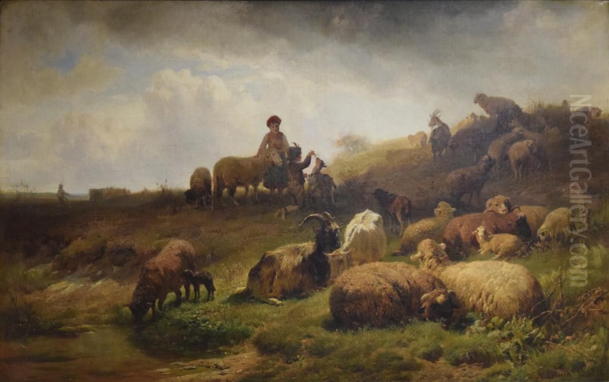 Sheep Oil Painting by Anton Braith