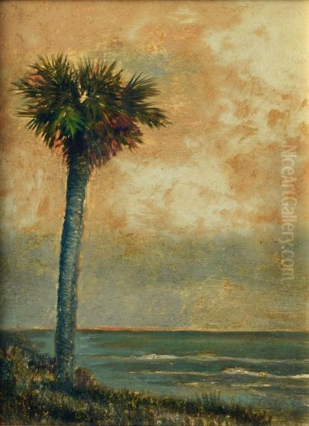 Palm by the Sea Oil Painting by Ben Austrian