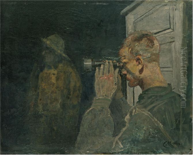Kystvakten Oil Painting by Christian Krohg