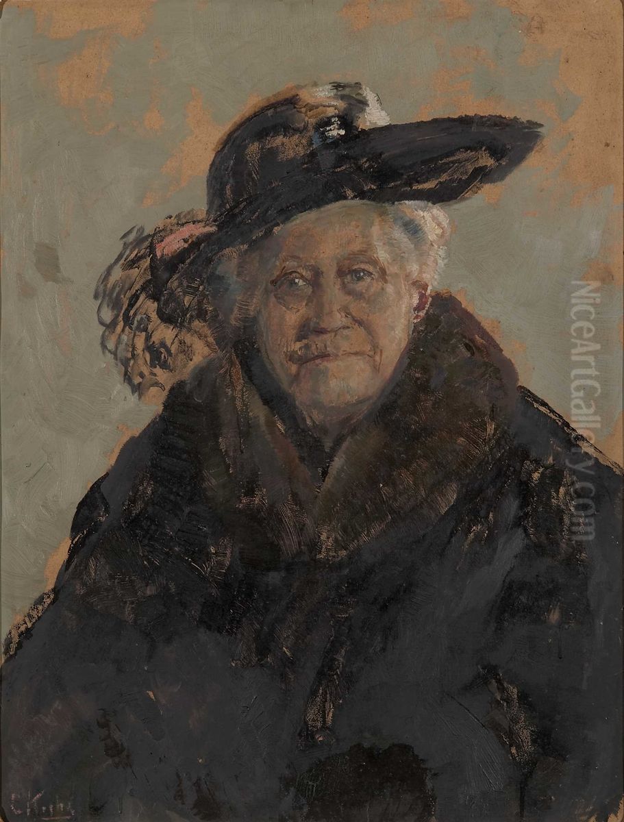 Portrett av Barbra Sommerfelt Oil Painting by Christian Krohg