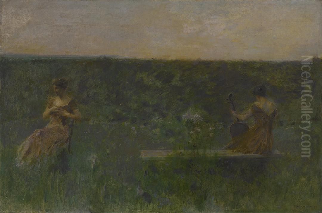 Spring (The Garden) Oil Painting by Thomas Dewing Spring (The Garden) Oil Painting by Thomas Dewing