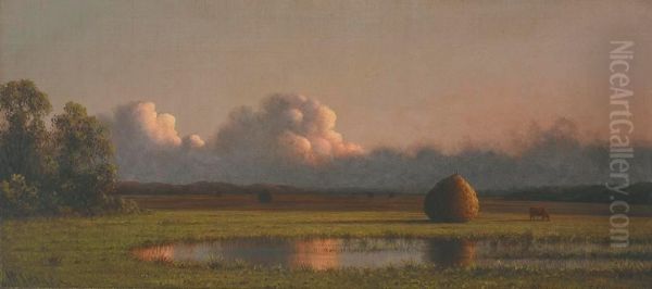 Haystacks Oil Painting by Martin Johnson Heade