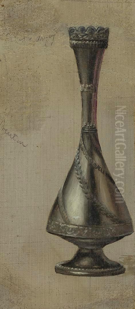 Study of Silver Vase Oil Painting by Martin Johnson Heade