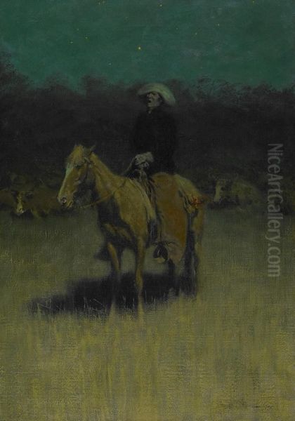 Cowpuncher's Lullaby Oil Painting by Frederic Remington