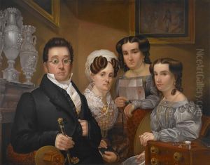 Samuel Beals Thomas, with His Wife, Sarah Kellogg Thomas, and Their Two Daughters, Abigail and Pauline