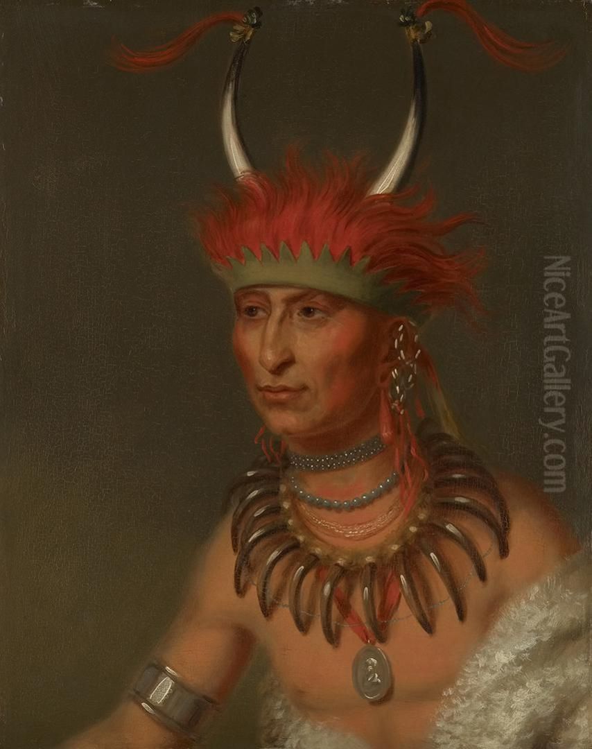 Shaumonekusse, Oto Half Chief (Husband of Eagle of Delight) Oil Painting by Charles Bird King Shaumonekusse, Oto Half Chief (Husband of Eagle of Delight) Oil Painting by Charles Bird King