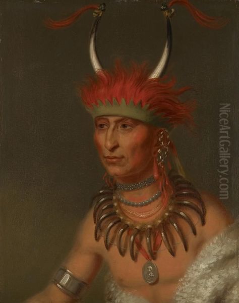 Shaumonekusse, Oto Half Chief (Husband of Eagle of Delight) Oil Painting by Charles Bird King