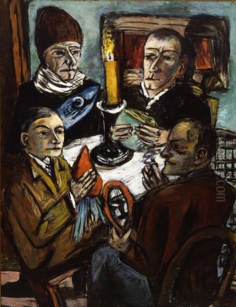 Les artistes mit Gemuse (Artists with Vegetable) Oil Painting by Max Beckmann