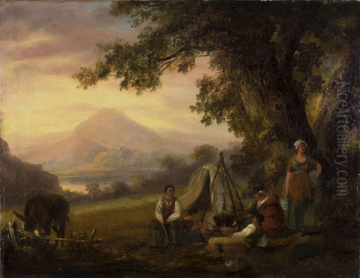 Gypsy Encampment. Oil Painting by George Morland