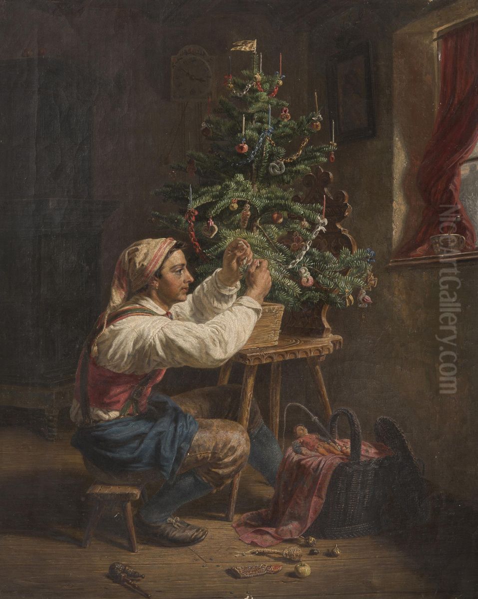 Christmas Tree Decoration Oil Painting by unknown