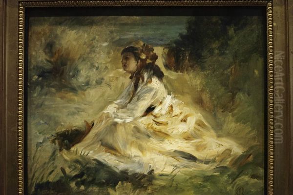 Woman in a Meadow (Lise Trehot) Oil Painting by Pierre Auguste Renoir