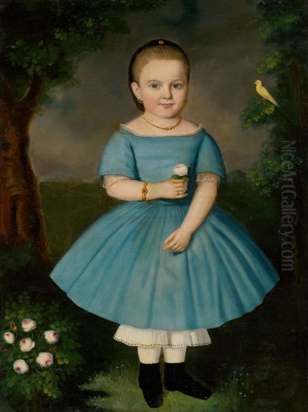 Dievcatko s ruzou Oil Painting by Peter Michal Bohun